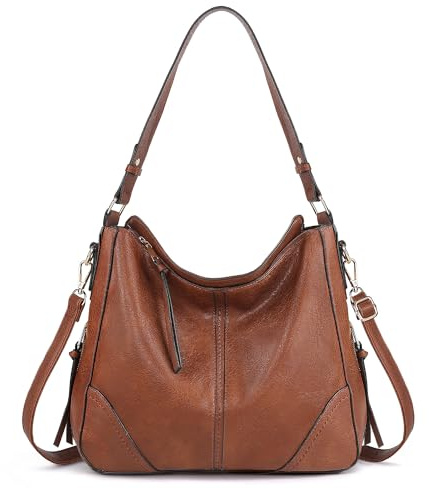 TANTOMI Handtasche Damen, Shopper Tasche Damen Leicht Umhängetasche Schultertasche Henkeltasche mit Verstellbar Abnehmbar Gurt Crossbody Bag für Büro Arbeit Einkaufen und Reisen, Braun
