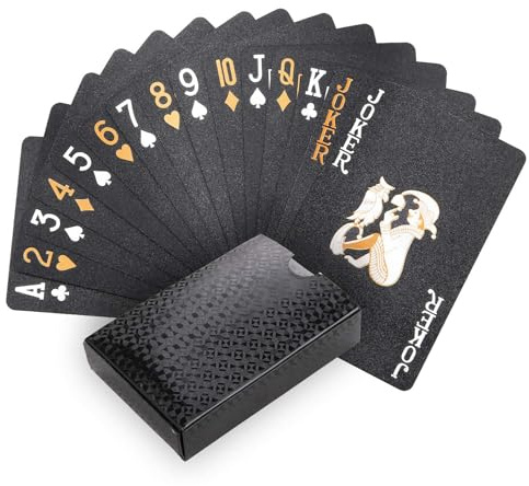 SHUXIA 1 pair Playing Cards Cool Black,Plastic PlayingCards,Waterproof Deck of Card,Waterproof Deck ofCards,Standard Playing Cards Magic Poker Card for Family Party and Game BBQ Gatherings