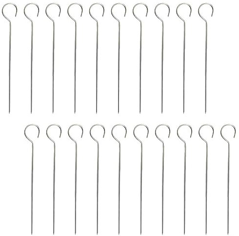 TOYANDONA 20pièces Brochettes à Griller Acier Inoxydable Brochettes Pour Barbecue Réutilisables Bâtons De Barbecue Plats Avec Long Manche Anti-brûlure