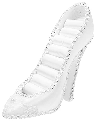 CATIEBYE Organizer Stilvolle Schmuckaufbewahrung aus Weißem Kunstharz Schmuckständer in High Heel Form Ringständer und Ohrring Organizer für Schlafzimmer und Badezimmer