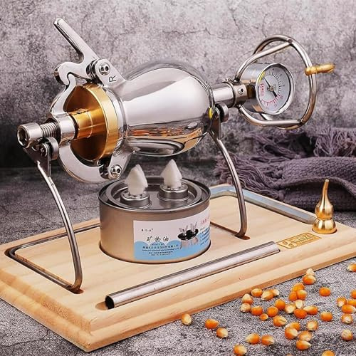 Popcorn Maker, 304 Stainless Steel Mini Hand Crank Machine with Pressure Gauge for Family Gatherings and Parties (260ML Capacity)
