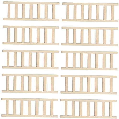 Homoyoyo 10pcs Miniature Wooden Ladder Durable Dollhouse Furniture for DIY Fairy Garden Micro Landscape Scenes Realistic Design Photography Prop