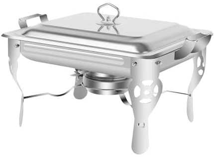 Lightweight Chafing Dish Buffet Set, Rectangle Stainless Steel Food Warmer with Lids Food Pans and Fuel Holders, 8L Buffet Serving Utensils for Restaurant Catering Parties Weddings