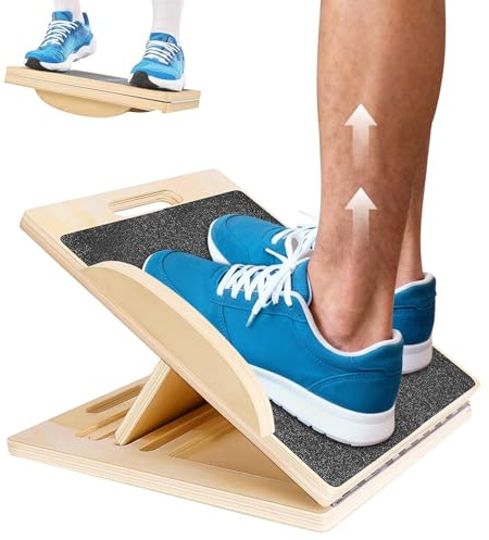 Tabla de equilibrio y tabla inclinada de madera, ajustable, para ejercicios de fisioterapia, entrenamiento de equilibrio, 1,8 cm de grosor de la placa de madera, para sentadillas, estiramiento