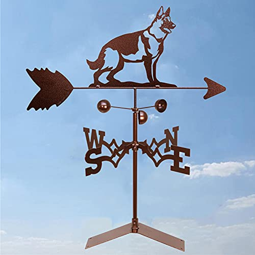 Girouette en fer forgé de style vintage pour chien de berger, outils de mesure, indicateur de direction du vent, rotation de la vitesse du vent, pour cour, jardin, architecture, toit