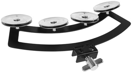 Gatuida Robustes Tamburin Handglocken Musikinstrument mit 8 Silbernen Schellen für 10-12 Zoll Snare Drum Montage Klare Töne für Band Solo Party