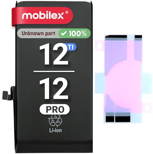 MOBILEX Batterie pour iPhone 12/12 Pro | sans Message | Puce TI | 2340mAh - OEM | Remplacement Interne avec adhésif | Haute capacité