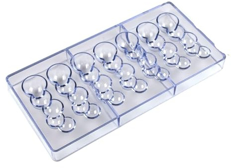 Stampo for cioccolato in policarbonato a forma di cuore e sfera, for dolciumi, teglie da forno, utensili for pasticceria Per La Produzione Del Cioccolato(Clear04)