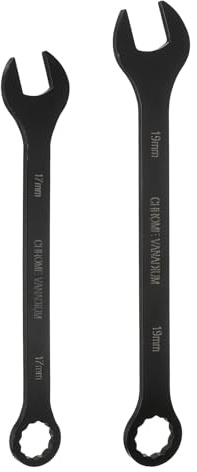 HARFINGTON 2pcs Metric Combination Wrench 17/19mm CR-V Steel 12-Point Box & Open End Double Ended Wrenches Spanners Tools for Household Automotive Machinery DIY Repair, Black