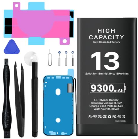 Batterie pour iPhone 13, 2026 Nouvelle Haute capacité Remplacement de Batterie Compatible avec iPhone 13 modèles A2633, A2482, A2631, A2634, A2635 avec kit d'outils