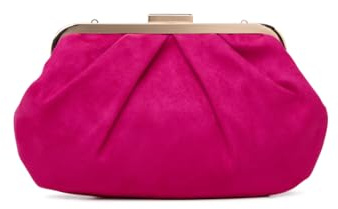 Paradox London Deco Clutch Bag, Pleated Evening Clutch with Gold Clasp and Chain Strap, H16 x W26 x D7 cm