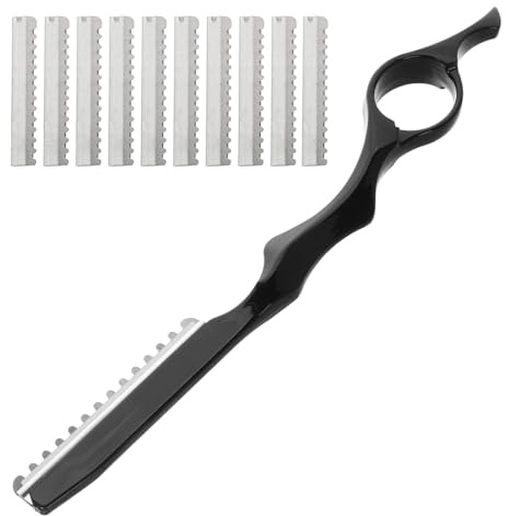 CANIGHT Professioneller Haarausdünnungsrasierer Satz aus Stahl mit Ergonomischem Griff und 10 Ersatzklingen Leichtes Friseurwerkzeug für Präzises Haarstyling im Salon und Zuhause