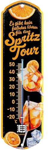 LANOLU Retro SprayTour väggtermometer som bardekoration, trädgård terrass balkong, analog termometer inomhus utomhus, vintage bar dekoration strandbar cocktail, 8 x 28 cm