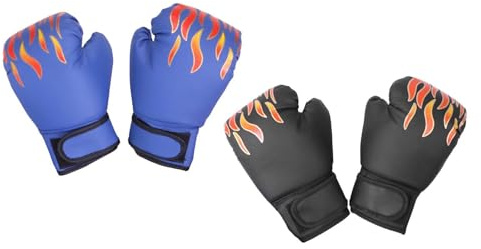 rongweiwang Slitstarka boxningshandskar för barn och tonåringar, boksäck för barn, pojkar och flickor, bekväma sparringshandskar för, boxning för flickor, pojkar och, Svart och blått, 15x23 cm