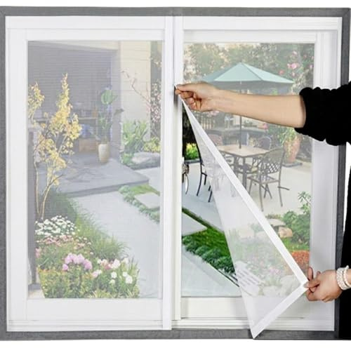 Mosquitera de Malla de Fibra de Vidrio Modelo con Cremallera, Mosquitera Lavable Reutilizable Resistente Al Desgarro, Protección Contra Arañazos de Mascotas Red Anti-insectos(White,75x160cm)