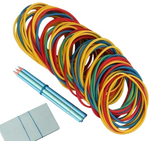 Starka gummiband – 300-delars sortiment med elastiska slingor, hållbara stretchbindningar, mångsidiga organisationstillbehör, flexibla pysseltillbehör | praktisk sorteringslösning för filpost