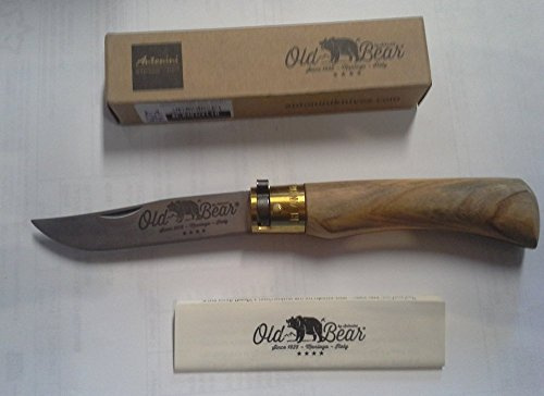 Old Bear Antonini Knives MOD OLIVE-handtag mäter 19 cm Hantverksprodukt Varje styck Ett Stycke Garanticertifikat