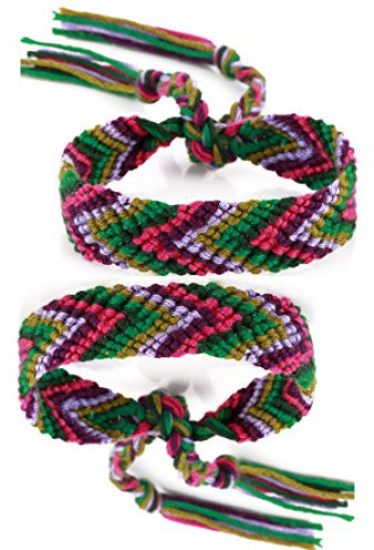 DonDon 2 Pulseras de Amistad-Pareja Trenzadas, Color Lila-Verde, Unisex