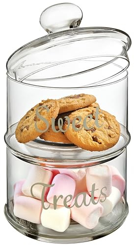 Premier Housewares : bonbonnière en Deux Parties empilables, Verre, Claire, 2 pièces