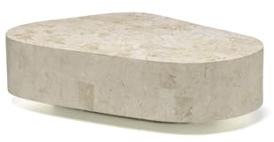 Stones Trapezio Table Basse (100x52x28h) en Pierre fossile Beige