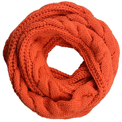 NEOSAN Dicker, gerippter Strick-Schal für Damen, Unendlichkeitssymbol, Twist Orange