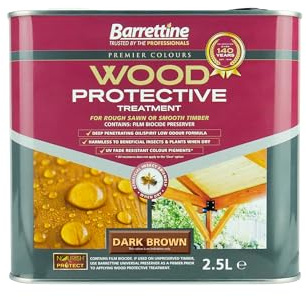 Barrettine Wood Protective Treatment (Dark Brown, 2.5L) - Ideal Treatment for Outdoor Treated Timber Structures. Wood Protector Oil with Water Repellent Qualities. UV & Fade Resistant.