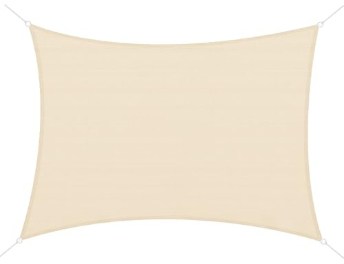Outsunny Tenda a Vela Parasole Rettangolare Tenda da Sole Protezione Raggi UV in PE 4 x 6m, Crema