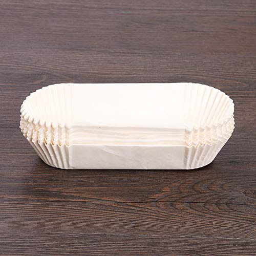 Sansund 50 Stück Backpapier-Einlagen, gerade Kastenform, Backpapier, Backförmchen, Papiereinlagen, Kastenform weiß