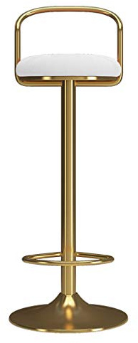 65-80cm Barhocker Barhocker Stuhl Gold Eisen Beine Fußstütze und Rücken Drehsitz Esszimmerstuhl Höhenverstellbar für Kitchen Pub Café, Max. Laden Sie 440lb