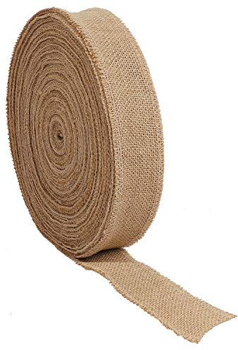 KINJOEK 2,5 cm breit, 82 Meter Juteband, natürliches Juteband, Bastelband für Weihnachten, Hochzeit, Geschenke, Jutegewebe DIY, Band für Dekoration,
