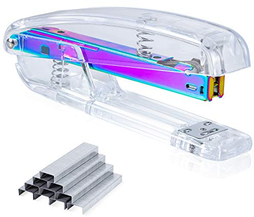 SEAKOS Acrylic Originality Stapler,Fashion Transparent Shape,Office and Home Student Stapler,Quality Spring,Durable Acrylic,Free 1000 26/6 Staples,(Multicolor)