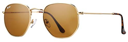 Pro Acme Polygon Sonnenbrille für Herren und Damen 100% Echte Glaslinse Sechskant Rahmen