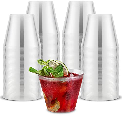 Stock Your Home 9 oz Hard Plastic Old Fashioned Tumblers 200 Pack -BPA Free & Recyclable - Shatterproof Cocktails Cups - Disposable & Reusable Tumblers for Champagne, Dessert, Food…