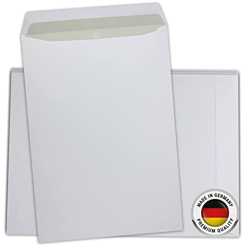 SPECHT 25er Packung Versandtaschen - Briefumschläge Weiß, Ohne Fenster, Selbstklebend, 120g/m² Kraftpapier, Kuvert & Geschäftsumschlag, Ideal für Geschäfts- & Privatpost, Made in Germany (A4 / C4)