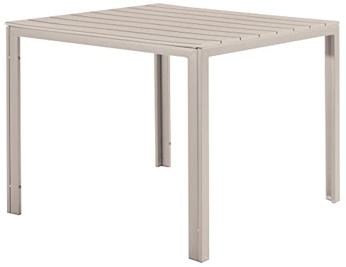 VERDELOOK Teneriffa Quadratischer Tisch mit Holzeffekt, 78x78x74 cm, beige