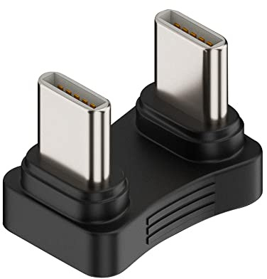 xiwai Adaptador de datos de alimentación con adaptador de datos de alimentación USB-C tipo C macho a macho en ángulo trasero de 480 Mbps para banco de energía, teléfono, portátil