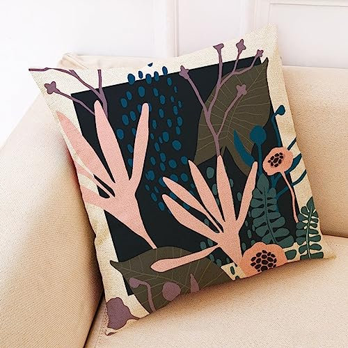 1 Kopfkissenbezug 45x45cm, Kissenhülle Grün Künstlerische Minimalistische Pflanzen Leinen Kissenbezug Sitzkissen Dekokissen Couchkissen Dekoration