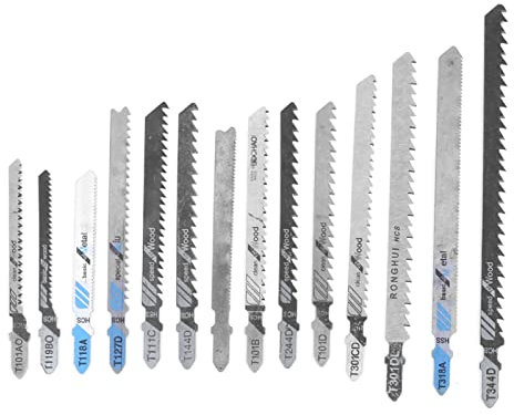 48Pcs Jig Saw Blades Set,HSS Jig Saw Blades,Shank Black and Decker Jigsaw Blades Metal Cutting Blade T Shank Metal Universal Fine Mddle Tooth Kit Cutting Tools