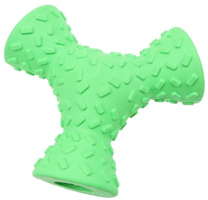 INOOMP Hundekauspielzeug aus Gummi, mit 3 Löchern Futterspender, Grün | Welpen und Hunde, zum Kauen und Spielen, Dreieckige Form, 1 Stück, Leckerli Spender Zufällige Farbe