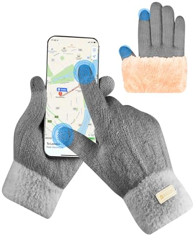 SUTIYO Damen Winterhandschuhe mit Fleecefutter Touchscreen Handschuhe Wollhandschuhe Strickhandschuhe Thermohandschuhe Warme, dicke, winddichte Handschuhe Outdoor