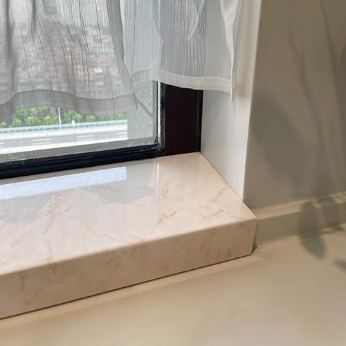 Fensterbank Fensterbankkantenabdeckung für Zuhause, Fensterbankabdeckung /-schutz im Gelben Marmor-Stil, Kantenschutzplatte für Erkerfenster für Badezimmer und Schlafzimmer(140x25cm/55.1x9.8in)