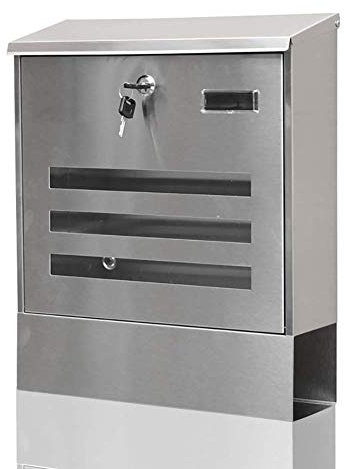 Cassetta delle lettere per montaggio a parete con serratura a chiave, in metallo, misura media, in acciaio inox, cassetta delle lettere, casa, decorativa, ufficio, negozio, scatola per pacchi