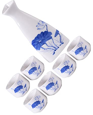 Alipis Set Di 7 Bicchieri Da Vino Con Motivo A Loto Antico - Bicchieri E Dispenser in Ceramica
