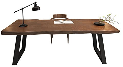 Computertisch aus massivem Holz, Büro-Computertisch, Konferenztisch, Schreibtisch, 5 cm dick, Schreibtisch, stabiler Schmiedeeisenrahmen, Küche, Esstisch, Couchtisch (einfarbig, 240 x 100 x 75 cm)