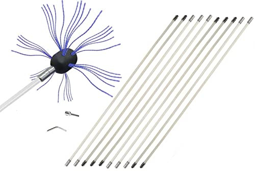 Cepillo For Chimeneas, Kit De Deshollinador De Estufas De Pellets De Nailon For Limpieza De Chimeneas De Metal O Ladrillo (8M)(10 m)