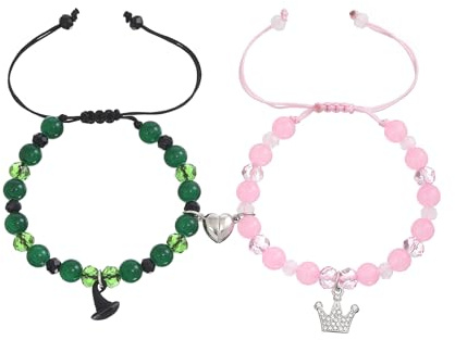 Bsoepnr Elphaba Galinda Freundschaft Armband, Strass passende Armband für Freund Paar Mädchen Teenager Frauen, Wicked Hut Krone bester Freund Armband für Valentinstag Geburtstag Weihnachten
