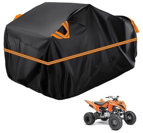 Bache Quad 210D Compatible avec Yamaha Raptor 700 2006-2025,Housse ATV imperméable,Housse Quad Toutes Saisons,Coupe-Vent, poussière, Pluie et Neige, Sac de Rangement (Black Orange)