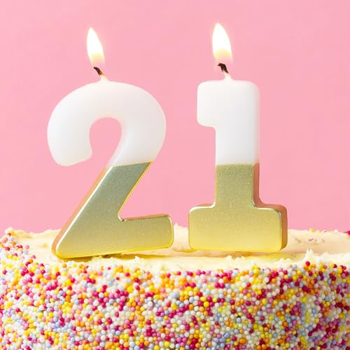 Talking Tables 21st Birthday Candles Cake Toppers Cake Decorations Premium Gold Number Numbers 18th Birthday - Milestone Age Anniversary Celebrations - Eco Packaging 5.5 cm Size