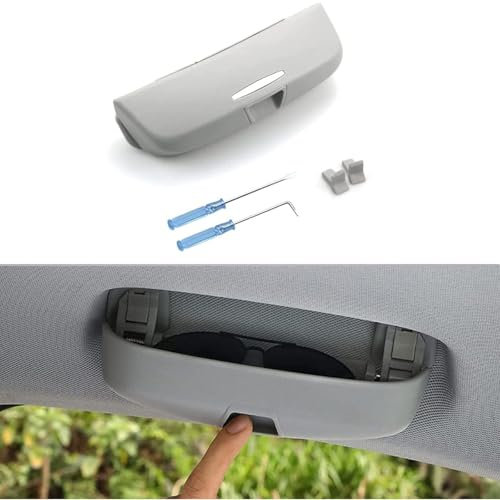 XLKWNNAD Auto Brillenetui Für BMW X1 X3 X5 X7 1er 3er 5er 7er 2010-2024, Brillenhalter Auto Sonnenblenden Griff Organizer Brillenbox Aufbewahrung Sonnenbrillenhalter Innenraum Zubehör,A/Gray