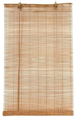 MadeInNature Rollo mit Bambusstäben, Natur, höhenverstellbar, Breite wählbar, für Innen- und Außenbereich, geschützter Bereich, Befestigung im Lieferumfang enthalten (Breite 90 x 180 cm)